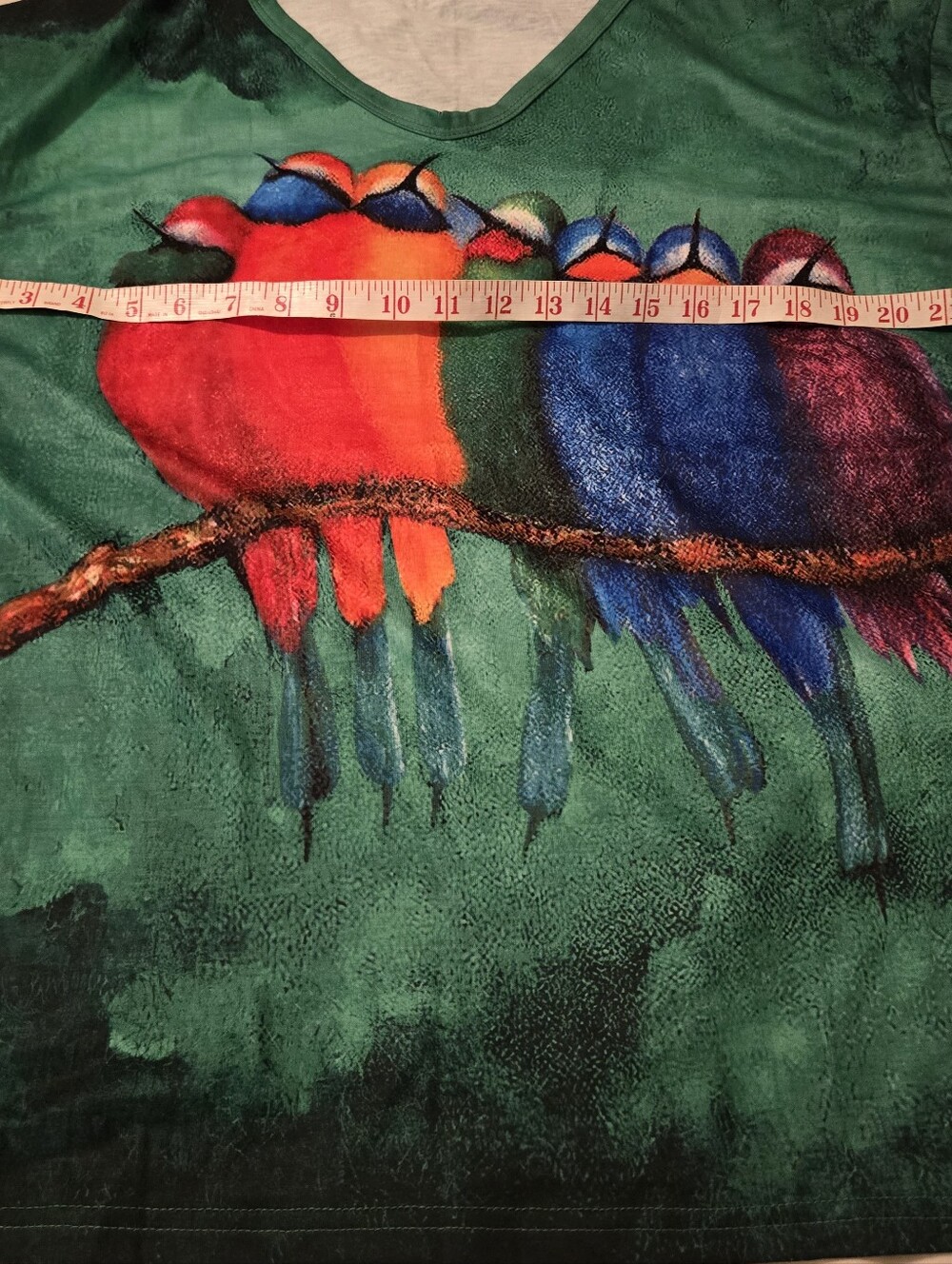 A Green Short Sleeve Birds Pershing, Plus Size 2XL - Picture 4 of 9